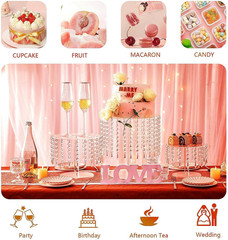 Acrylic Wedding Cake Stand Set – 3 Clear Round Stands with Crystal Pendants