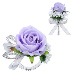 2Pcs Light Purple Rose Corsage and Boutonniere Set, Artificial Wrist Corsage …