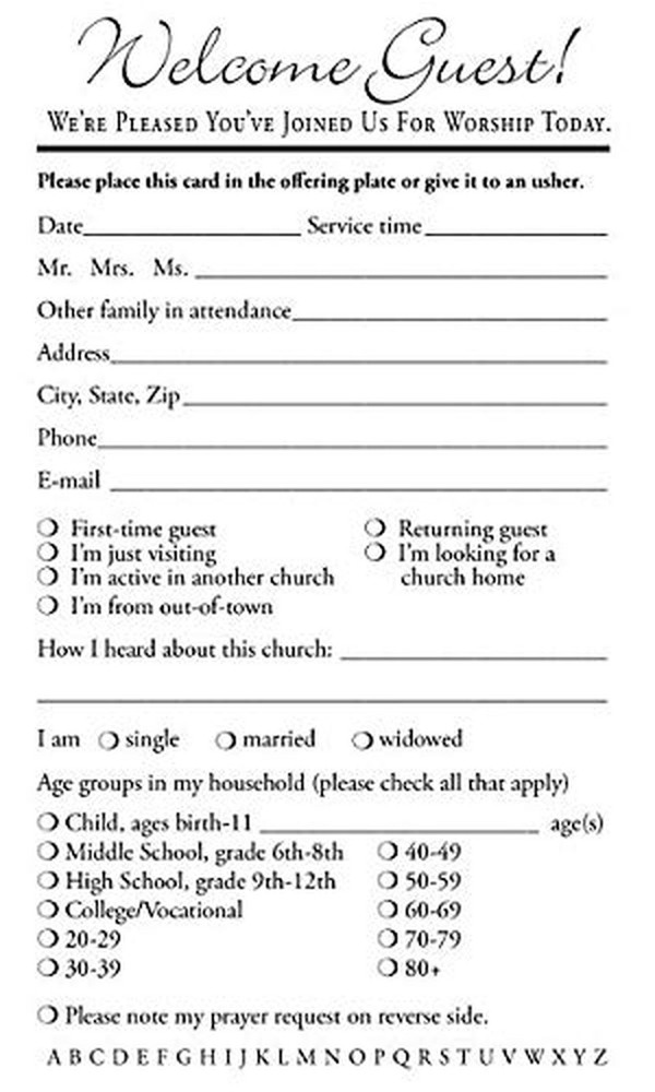 50 Pack Church Welcome Guest Pew Cards – 3″ x 5″ – Double-Sided Info