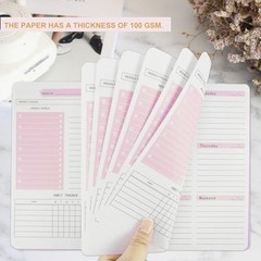 Undated Weekly Planner—A5—Personal Goals Journal—Light Pink—Non-Dated