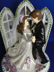New Elegant First Dance Bridal Couple , Chapel mirror Windows Caketop, pink #331