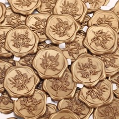Yoption Wild Flowers Wax Seal Stickers, 50 Pack Antique Gold Wax Seal Sticker…