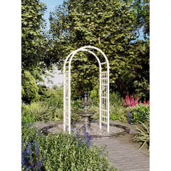 White Vinyl Arbor 81 in. x 39 in. Yard Garden Pathway Weather Resistant Accent