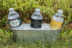 Mason Jars & lights and hanging on Black Wedding Anniversary Water Bottle Labels