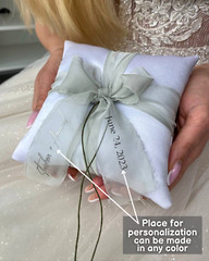 Ring bearer pillow White and Sage green wedding, Personalized, Wedding pillow