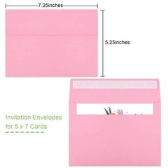 50 Packs 5×7 Envelopes, A7 Envelopes for (5.25×7.25in), Pink