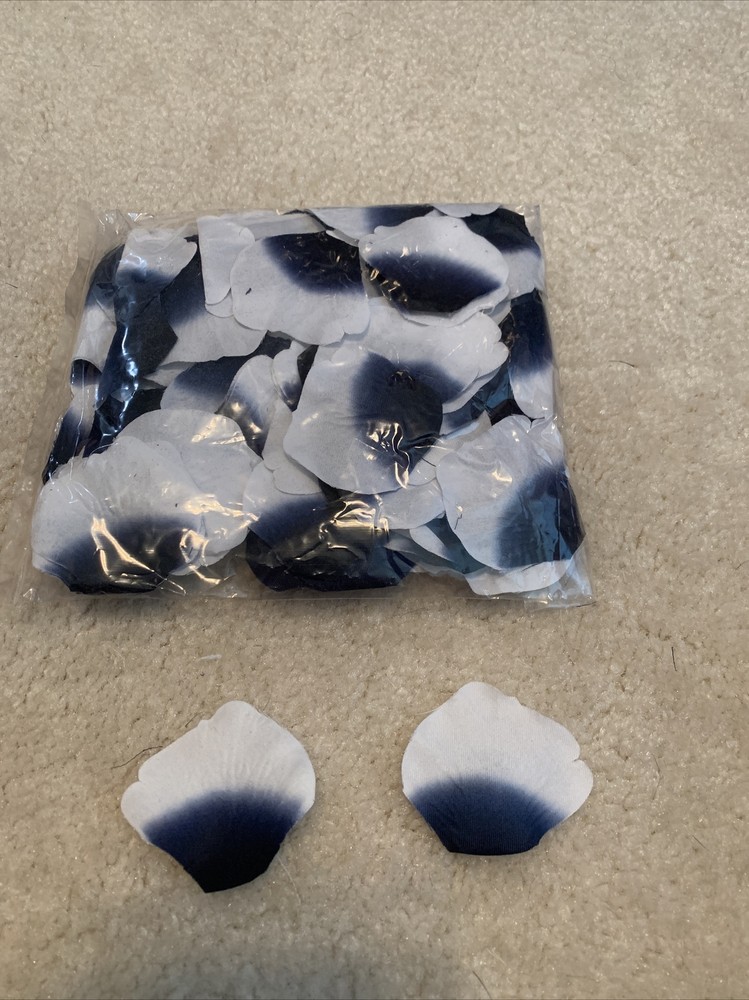 Navy Blue and White Ombre Rose Petals – Approx. 1900 Petals Total 