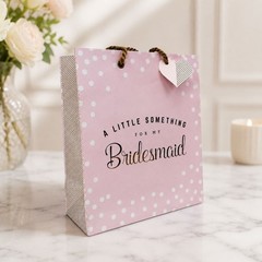 Bridesmaid Gift Bags Set of 6 Pink Polka Dot Bridal Shower Wedding Favor