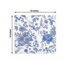 20 White 13×13 in Dinner Paper Napkins Blue Floral Design 13″, and