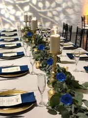 Blue Artificial Roses 16pcs Velvet Royal Blue Roses Silk 3.94″ Royal Blue