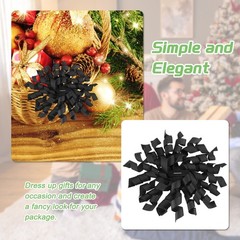 6 Pcs 4 Inch Grosgrain Curly Bows for Gift Wrapping Self-Adhesive Ribbon Black