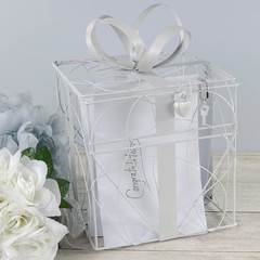 Wedding Card Box 8.5» L X 9» W X 11.2» H – Elegant White Metal Design