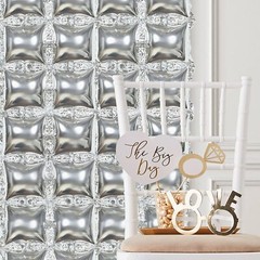 10 Silver 43″ x 11″ Square Design Mylar Foil Balloons Wall Backdrop Events