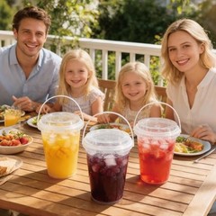 Drink Buckets with Lids and Straws, Reusable Clear Plastic Party 30 Sets 34 oz