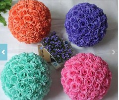 Purple Rose Flower Ball Pomander Wedding decoratin Ball Kissing Ball 9-10 inch