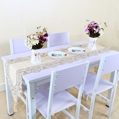 Table Runner Mat Tablecloth Tassel Flower Embroidery Beige Rose 40x150cm