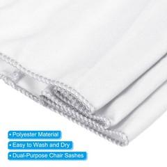 10Pcs 14″x5″ Stretch Chair Sashes Bows Chair Bands Sash with Buckle White
