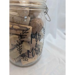 Mr & Mrs Glass Bale Jar with Wine Corks Wedding Centerpiece Bridal Shower Decor