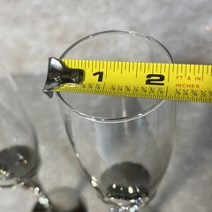 Studio His & Hers Toasting Glasses Silver Tone W/ Hearts Rhinestones EUC 10.25”