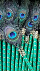 12 Peacock Feather Pen Favors ,Weddings,Sweet16,Quinceañera,Recuerdos/Bautizo
