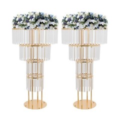 2PCS Flower Stand With Pendants 4-Tier Elegant Flower Stand for Party Weddings