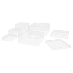 7pcs Acrylic Cake Display Stands Cupcake Stands Buffet Risers Set For Exhibition