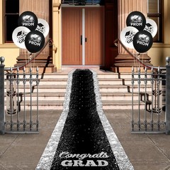 10×2.6 FT Black Carpet Runner Party Graduation Prom Polyester Runway Rug