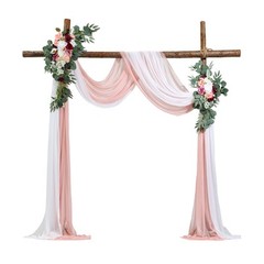 Uimoso Artificial Wedding Arch Flowers Kit with Drapes Kit Deluxe White Pink