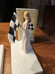 Weddingstar Bride At the Finish Line with the Checkered Flag Wedding Topper NWT