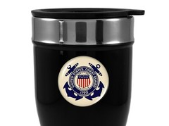 U.S. Coast Guard Stainless Steel BLACK Coffee Travel Mug Thermos 12oz
