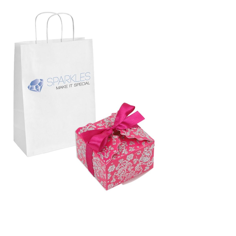 100 Fuchsia Silver Medium Ribbon Wedding Favor Gift Boxes Party Event Candy Box