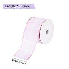Plaid Check Ribbon, 2.5 Inch x 10 Yards Gingham Ribbon, Light Pink