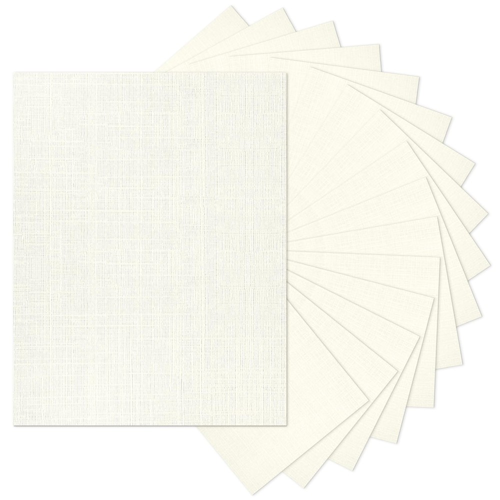8.5 x 11 Ivory Textured Cardstock Linen Paper, Goefun Light Cream Cardstock W…