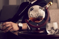 Godinger Gifts For Men Whiskey Decanter Globe Set 2 Etched Whiskey Glasses –