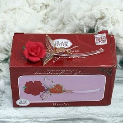 Glass Baron Red Long Stem Rose «I Love You» Gold Accent Y-S2 808-R5