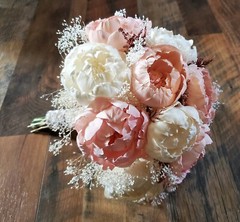 Light Pink White Bridal Bouquet Blush Peony Bridesmaid Sola Wood Wedding Flowers