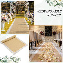 3.3Ft X 30Ft Burlap Wedding Aisle Runner Outdoor for Wedding Ceremony Wide Natur