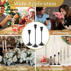 Black Candlestick Holders Taper Candle Holders, Set of 3 1 set (3 pcs),