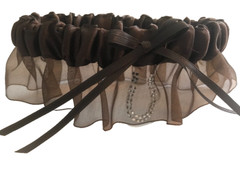 Brown Satin Western Wedding, Crystal Horseshoe Accessory 4 Piece Set