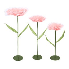 3pcs Artificial Handmade Free Standing Decoration Corn Poppy Flower Round Bases