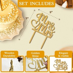 Rustic Wedding Cake Toppers Bride and Groom – Boho Mr and Mrs Cake Topper, Wood