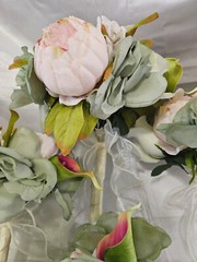 Pink, Cream, Green, Wedding Bouquet Set, Vintage Romantic Wedding Package