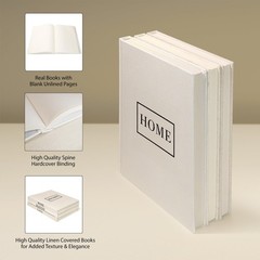 Linen Neutral Coffee Table Books Set of 3,Fashion Designer Hardcover Blank Bo…