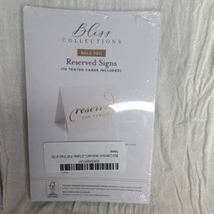 Wedding Decor Lot -Gold Foil Reserved Signs, Bags & Just Married Banner