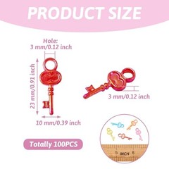 Pandahall 100pcs Mini Acrylic Skeleton Key Charms Pendants Mixed AB Color