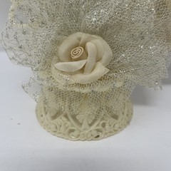 Vintage 25th Wedding Topper 1950’s USA Featuring Two Doves Yellowed But Gorgeous