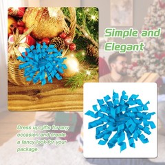 6 Pcs 4 Inch Grosgrain Curly Bows for Gift Wrapping Self-Adhesive Light Blue