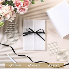 Pearl Wedding Invitation Kit W/ Vellum Jackets Ribbon & Pearl Stickers 50 Sets