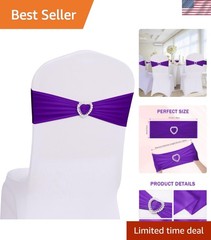 Pack of 30 Spandex Chair Sashes Bows Stretch Chair Cover Band with Buckle Sli…
