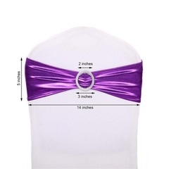 10 Purple Metallic Spandex Chair Sashes with Silver Buckles Wedding Decorations